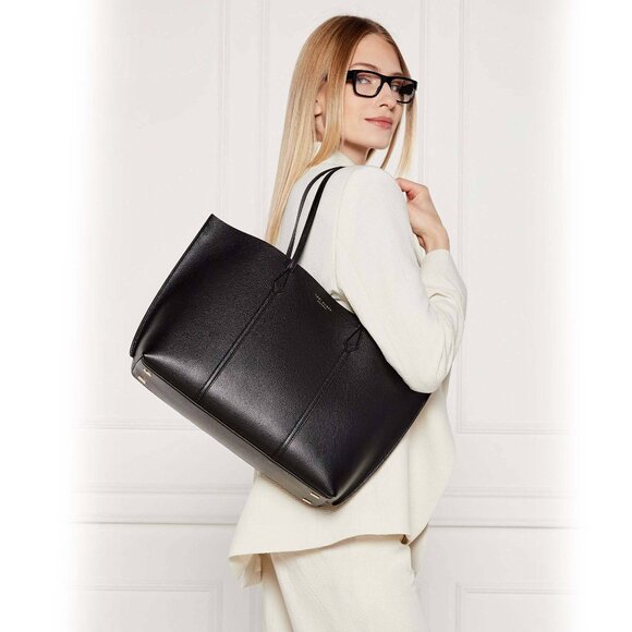 Tory Burch Perry Large Leather Tote – Black - Picture 7 of 10